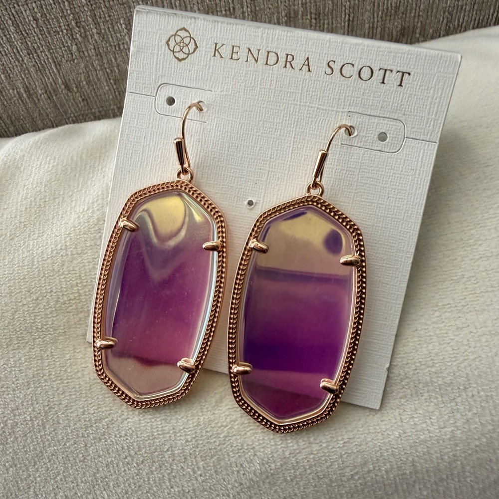 Kendra Scott Purple and Gold Drop Earrings